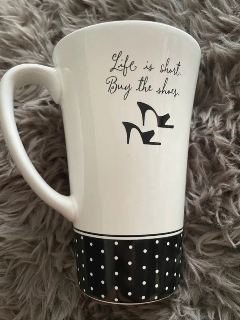 Barbie White and Black Polka Dot Ceramic Mug